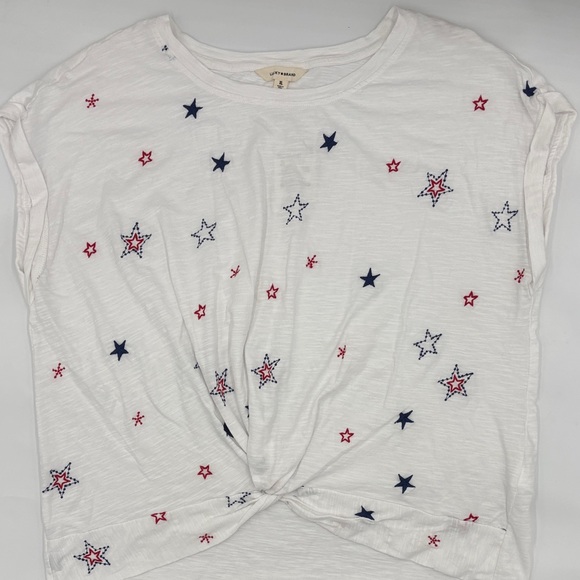 Lucky Brand Star Embroidered Twist Front T-Shirt - Picture 1 of 8